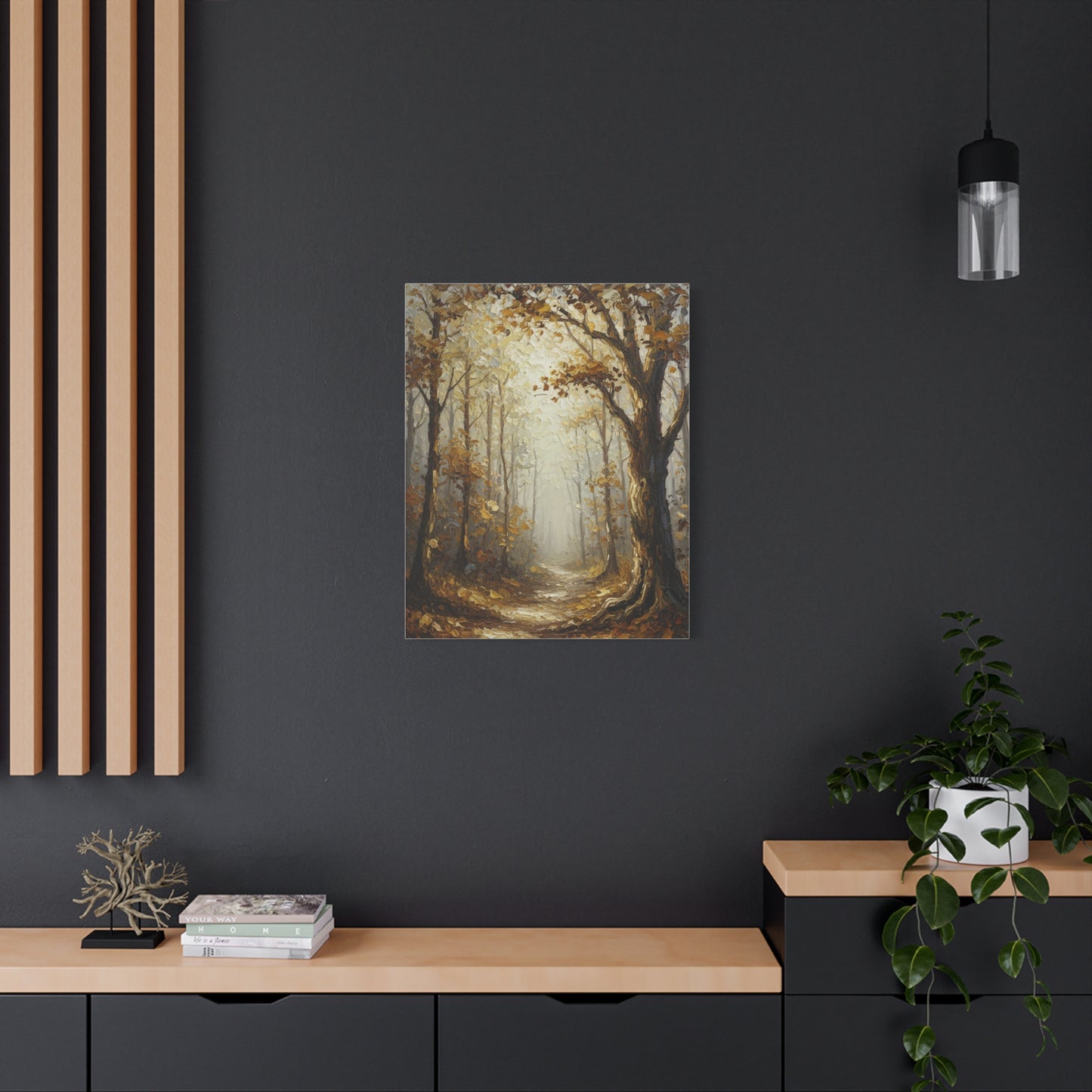 Fine Art Print of "Autumn Forest Path" Wall Art Rustic Farmhouse Painting