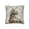 Windmill Faux Suede Pillowcase — Neutral Rustic Coastal Decorative Throw Pillow Cover