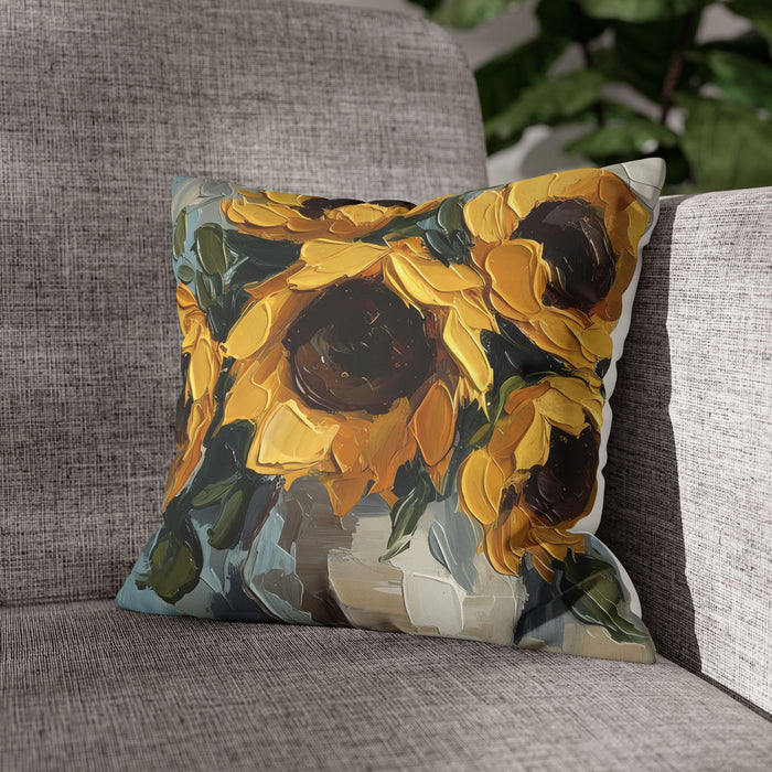 Sunflowers - Rustic Coastal Decorative Throw Pillow Cover