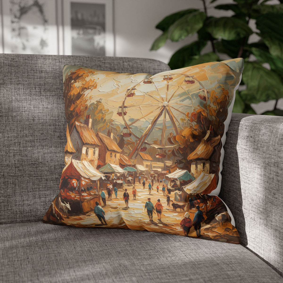 Village Fair Neutral Rustic Coastal Decorative Throw Pillow Cover