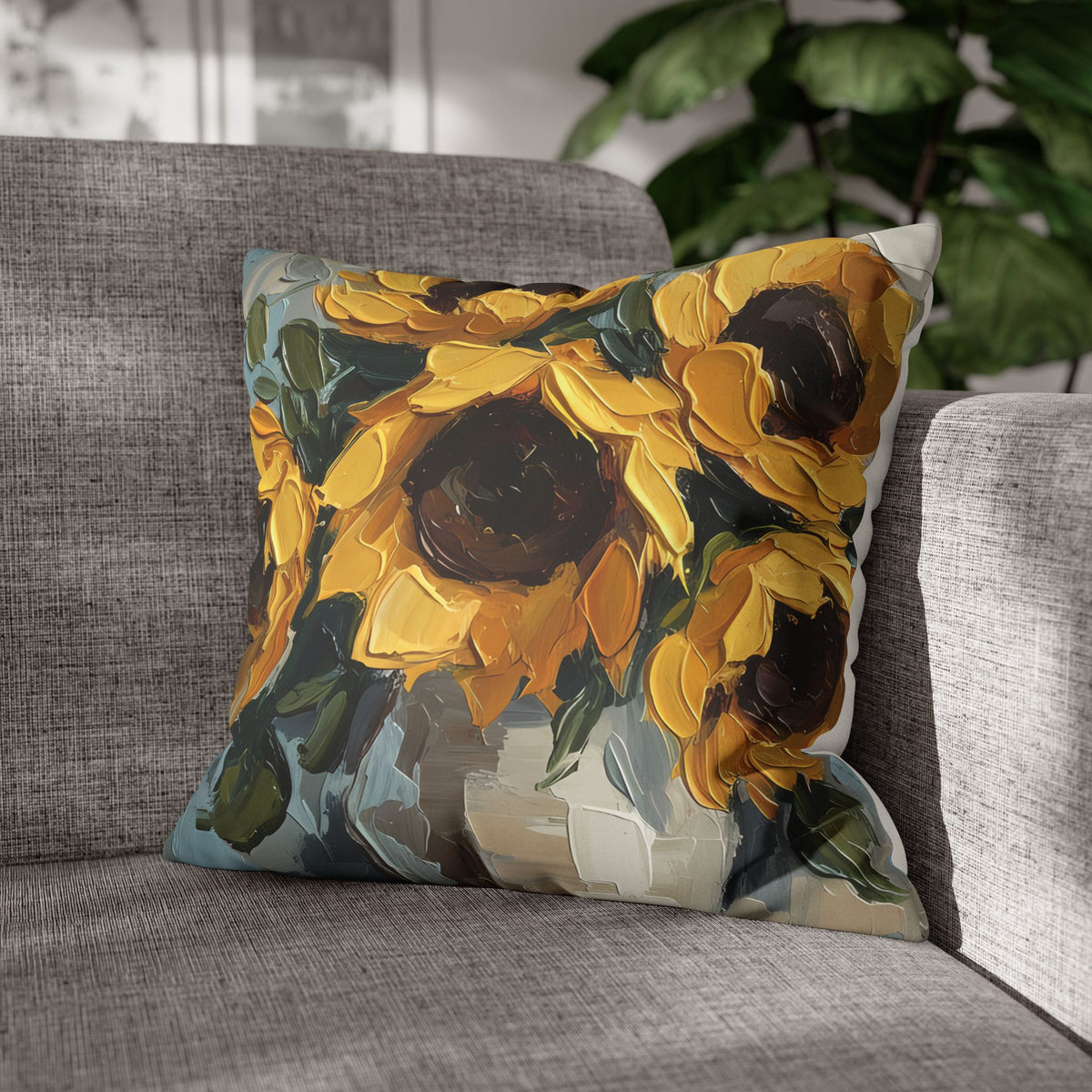 Sunflowers - Rustic Coastal Decorative Throw Pillow Cover