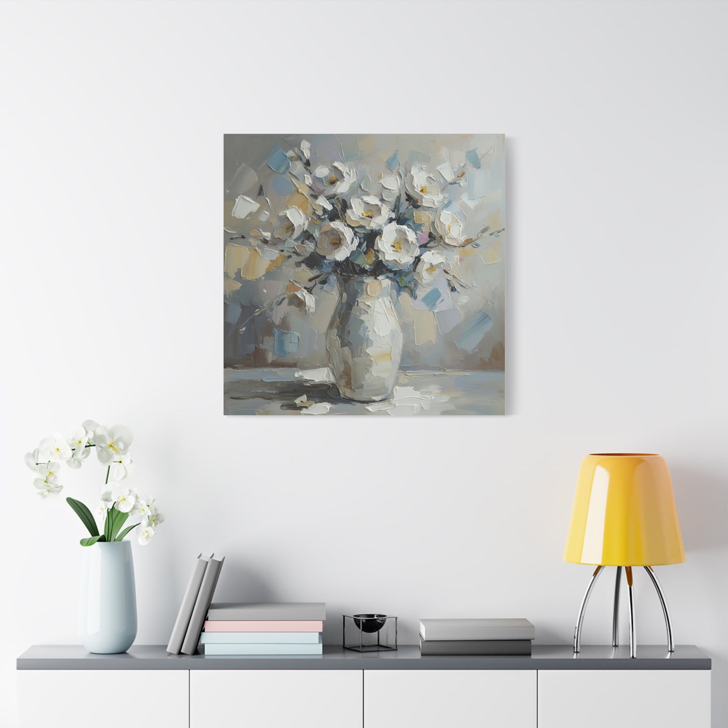 Fine Art Print of "White Floral Bouquet" Wall Art Rustic Farmhouse Painting
