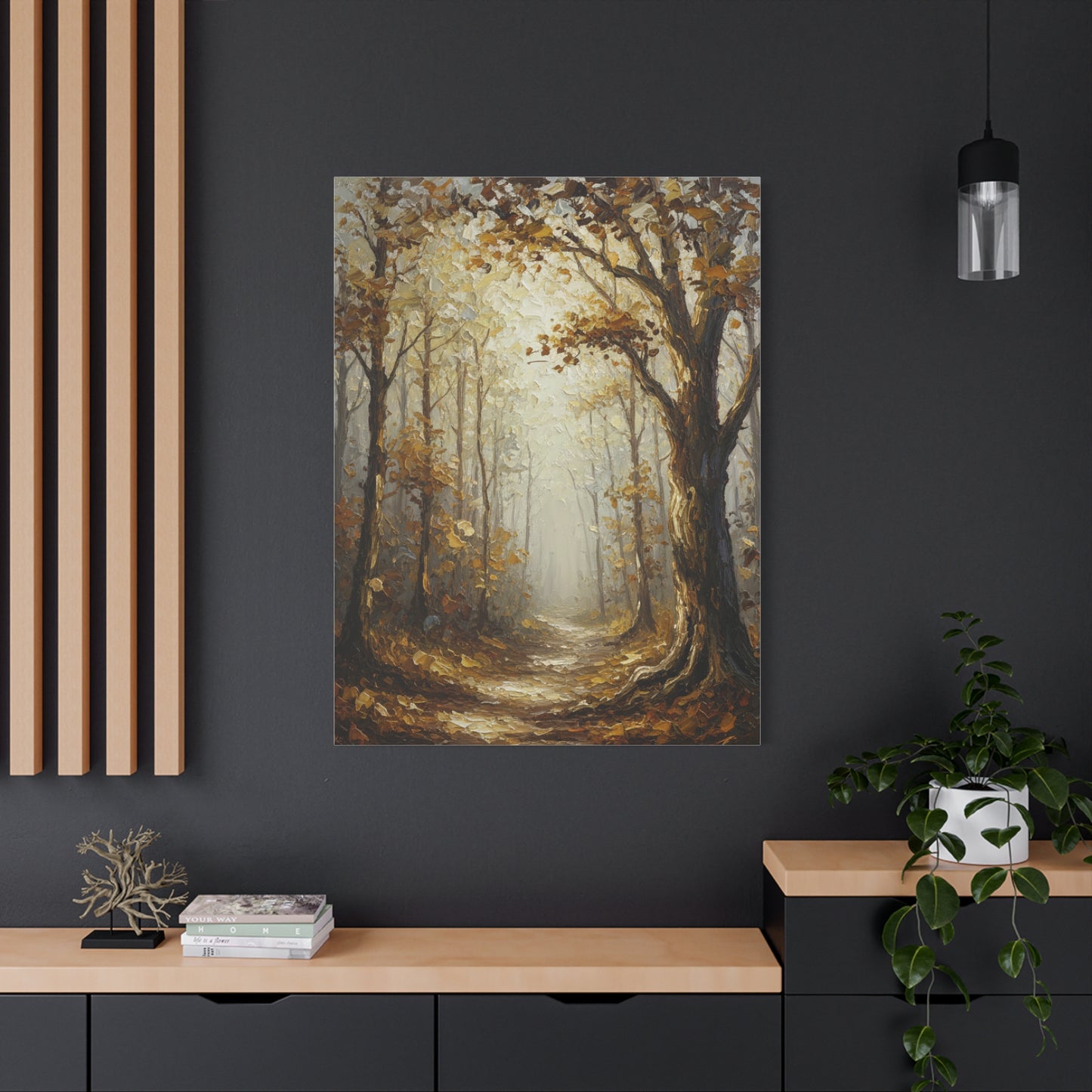 Fine Art Print of "Autumn Forest Path" Wall Art Rustic Farmhouse Painting