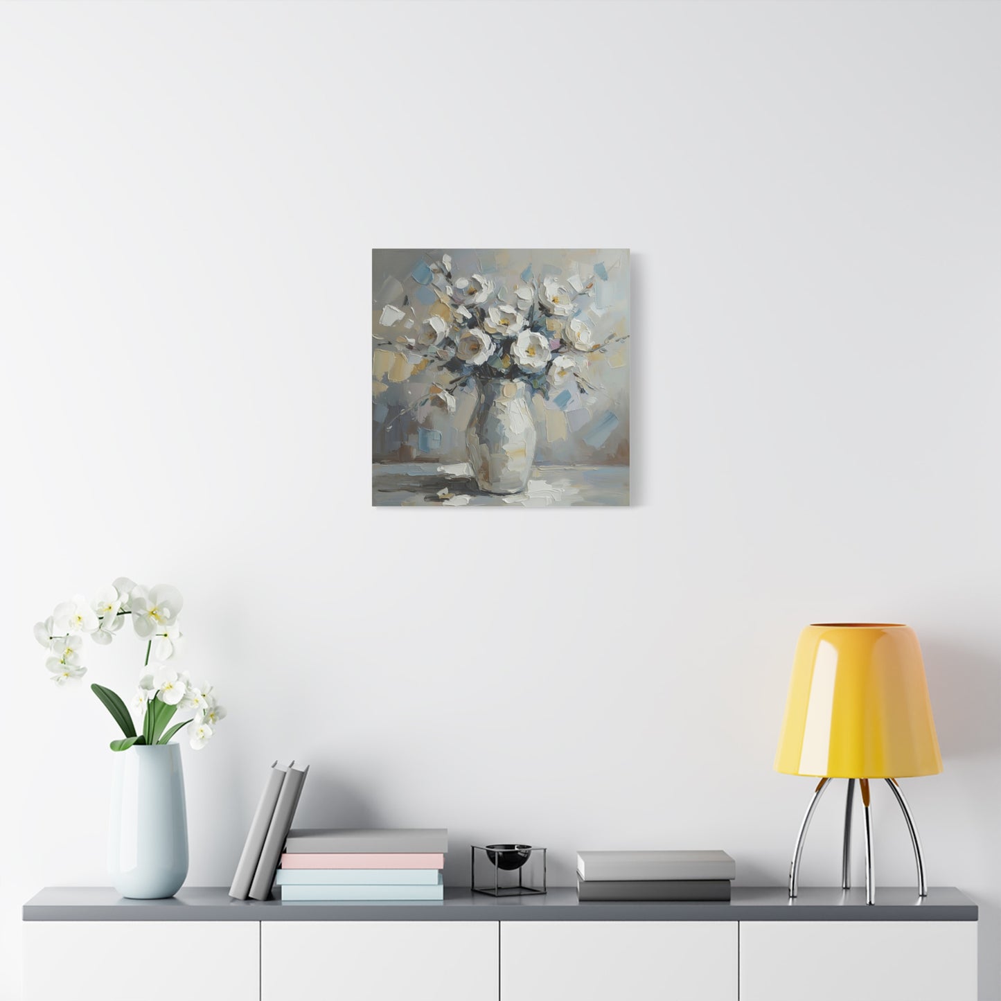 Fine Art Print of "White Floral Bouquet" Wall Art Rustic Farmhouse Painting