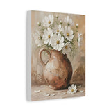 Fine Art Print of "Cosmos Flowers" (60x80cm)" Wall Art Rustic Easter Painting featuring white flowers in a rustic vase.
