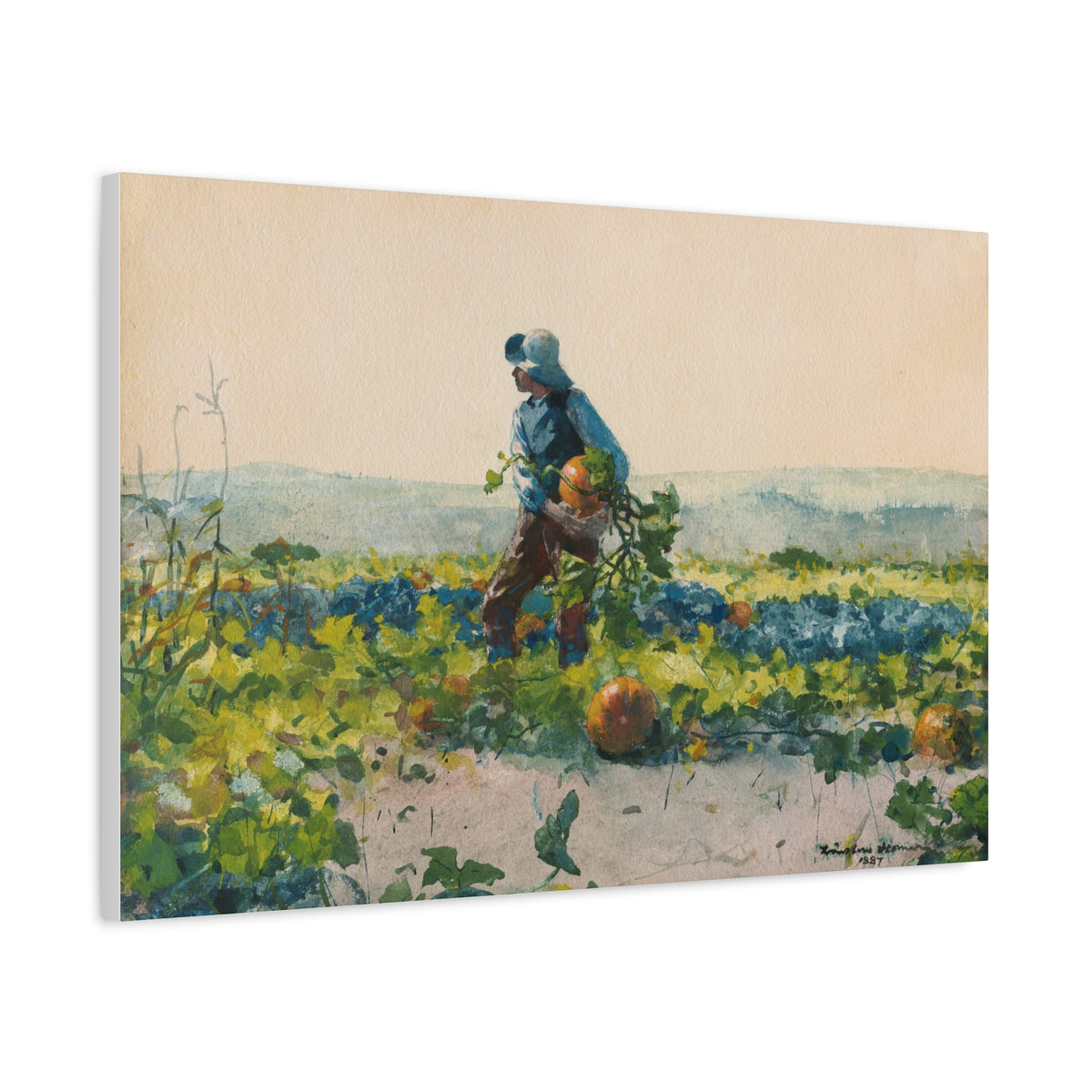 Fine Art Print of "For to Be a Farmer's Boy" by Winslow Homer Canvas Wall Art Americana Farm Painting