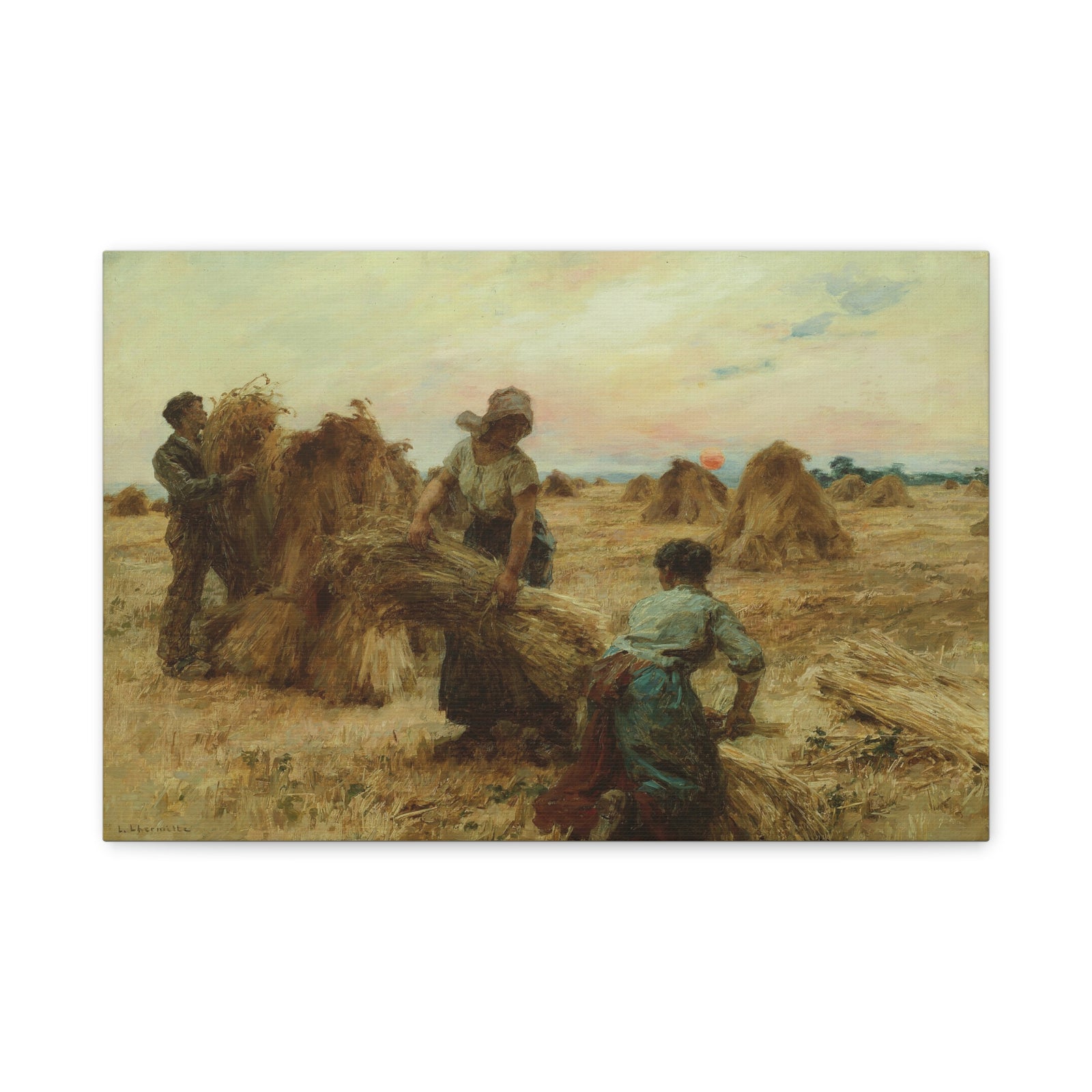Fine Art Print of "The Harvesters" by Léon Lhermitte Canvas Wall Art Classic Farm Painting
