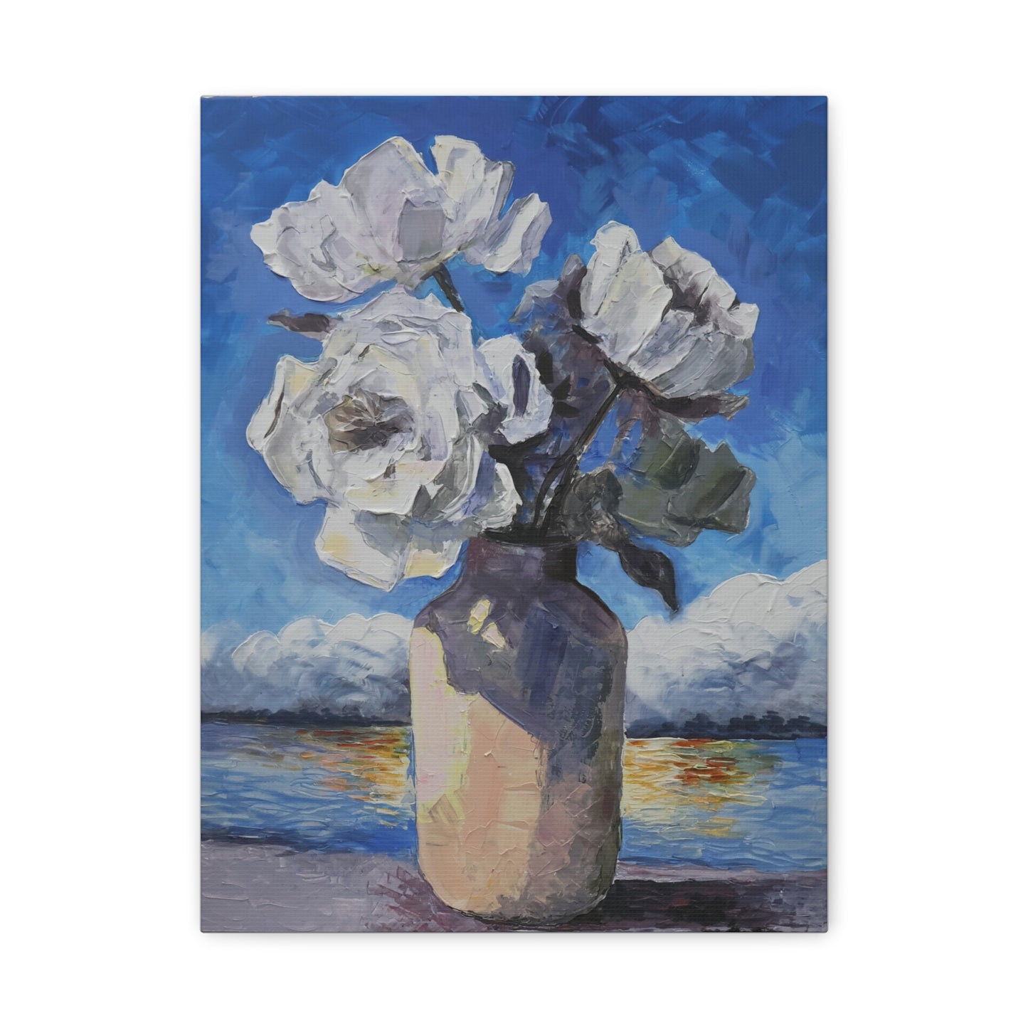 Fine Art Print of "White Flowers" Wall Art Rustic Farmhouse Painting
