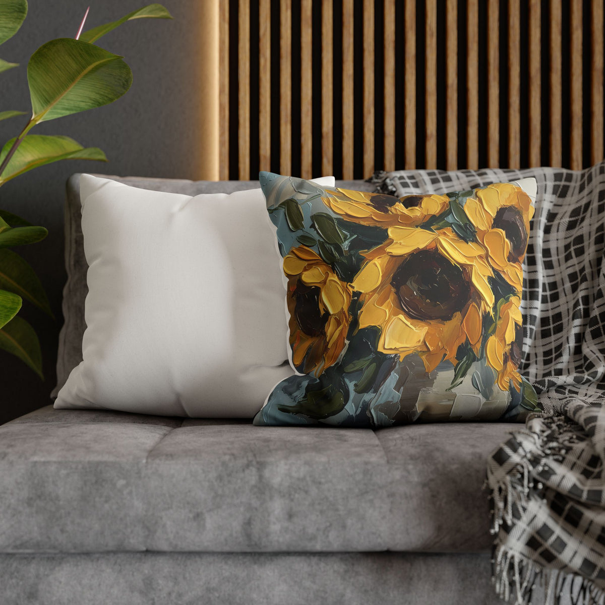 Sunflowers - Rustic Coastal Decorative Throw Pillow Cover