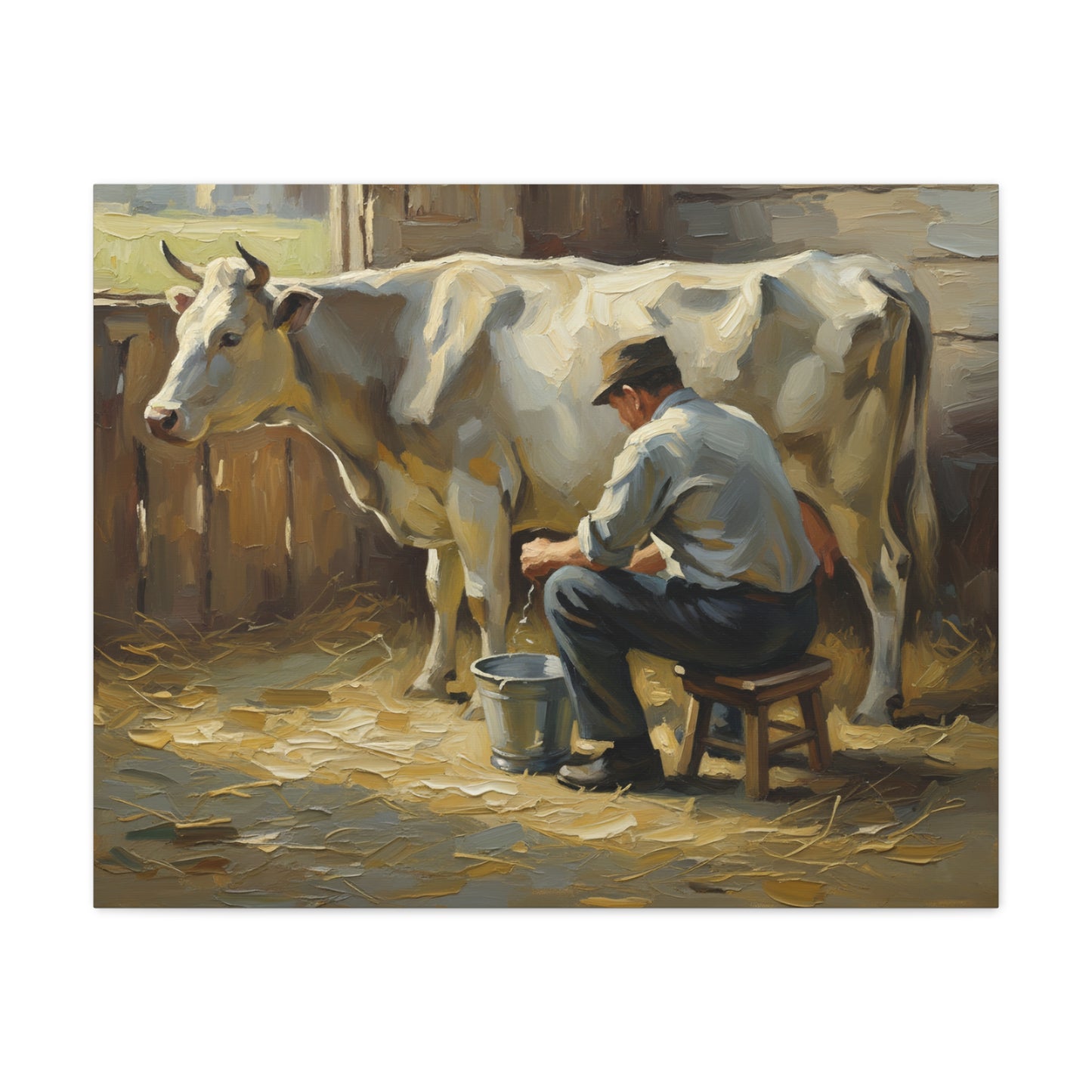 Fine Art Print of "The Milker" Wall Art Rustic Farmhouse Painting
