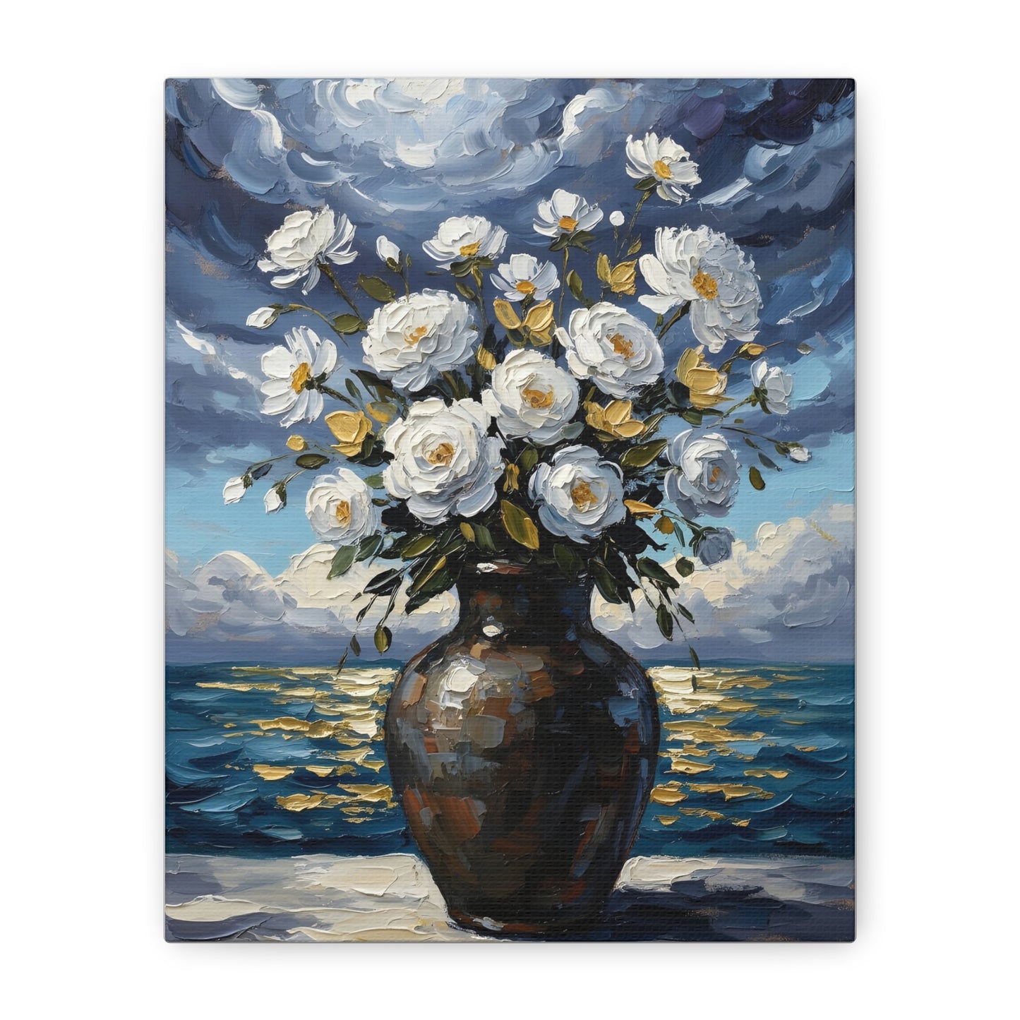 Fine Art Print of "Midnight Bloom by the Shore" Wall Art Rustic Farmhouse Painting
