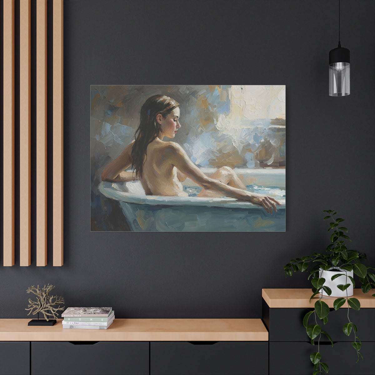 Original Acrylic Painting "Springside Sanctuary"60x80 cm displayed in a modern decor setting.