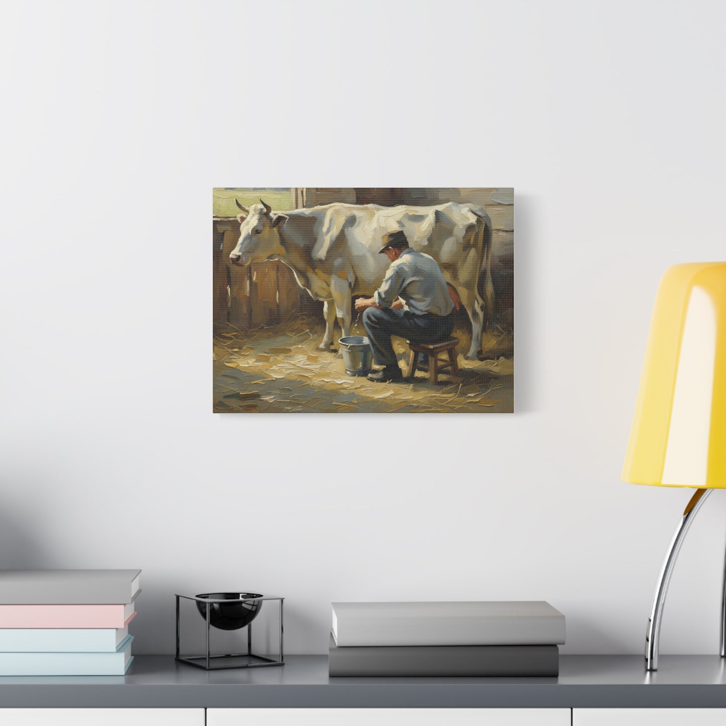Fine Art Print of "The Milker" Wall Art Rustic Farmhouse Painting