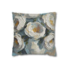 Blue Flowers - Neutral Rustic Coastal Decorative Throw Pillow Cover