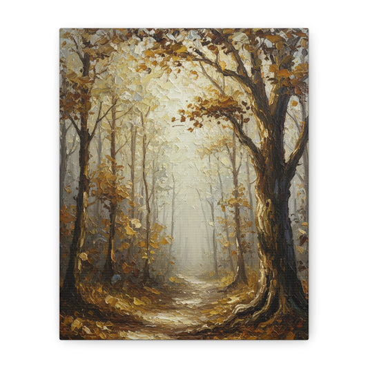 Fine Art Print of "Autumn Forest Path" Wall Art Rustic Farmhouse Painting