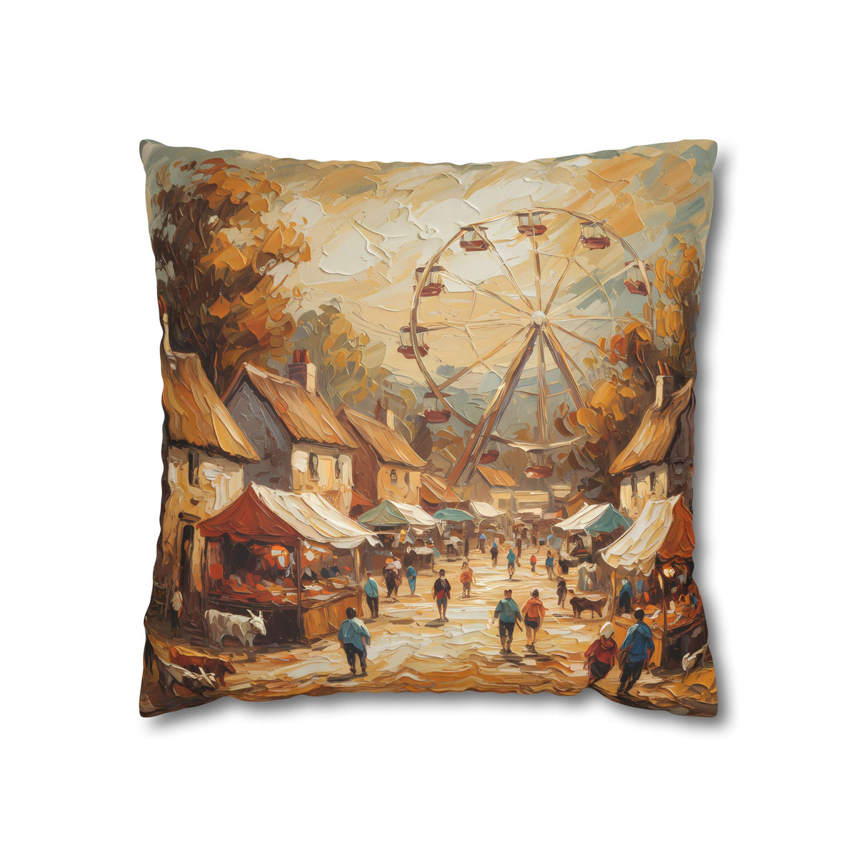 Village Fair Neutral Rustic Coastal Decorative Throw Pillow Cover