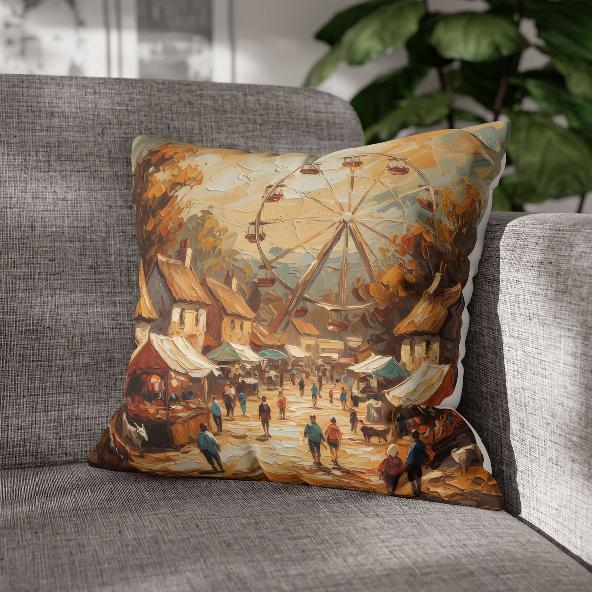 Village Fair Neutral Rustic Coastal Decorative Throw Pillow Cover