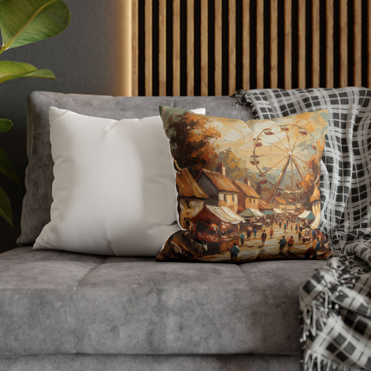 Village Fair Neutral Rustic Coastal Decorative Throw Pillow Cover