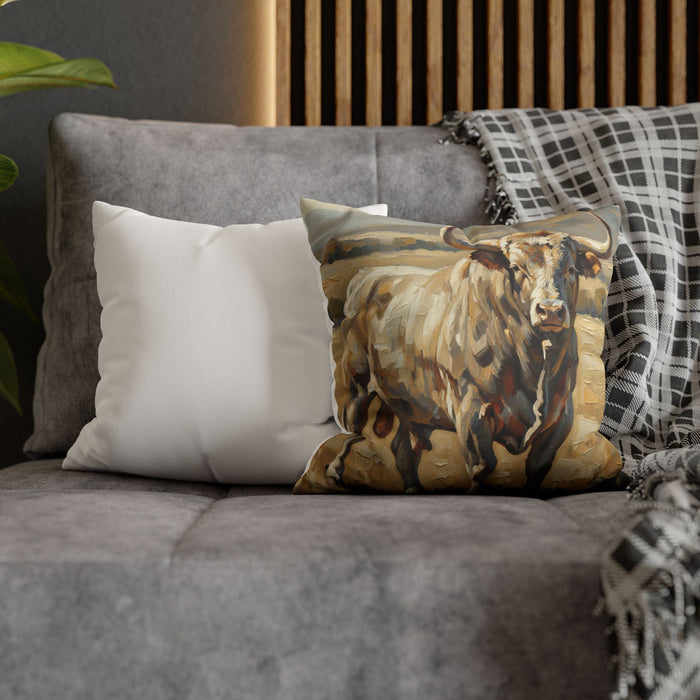 The Bull Pillowcase — Neutral Rustic Coastal Decorative Throw Pillow Cover