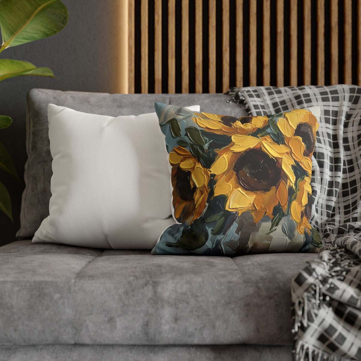 Sunflowers - Rustic Coastal Decorative Throw Pillow Cover