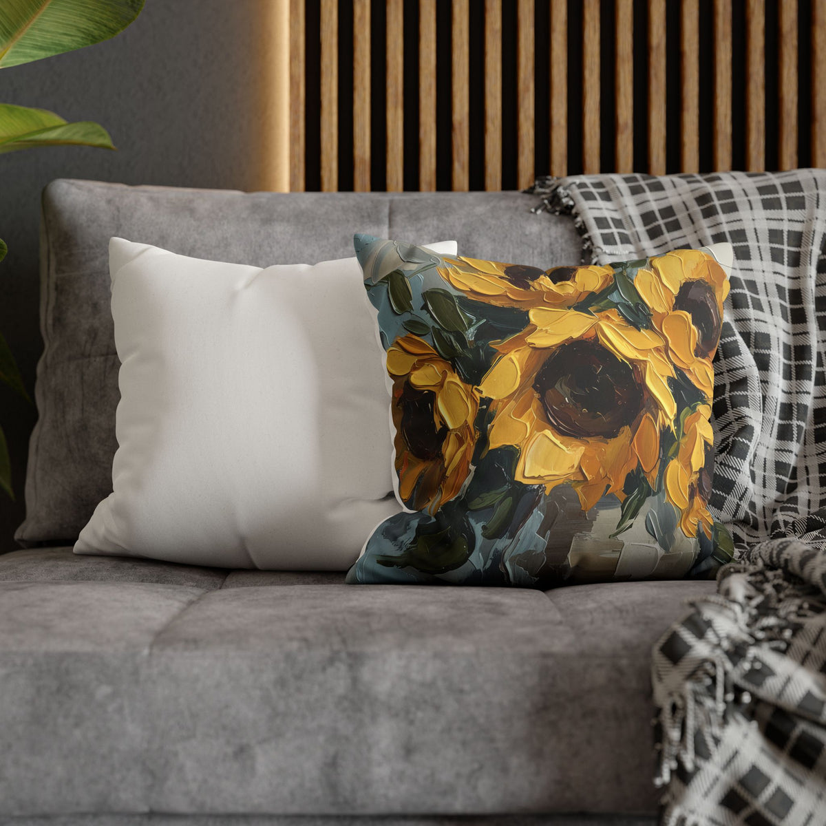 Sunflowers - Rustic Coastal Decorative Throw Pillow Cover