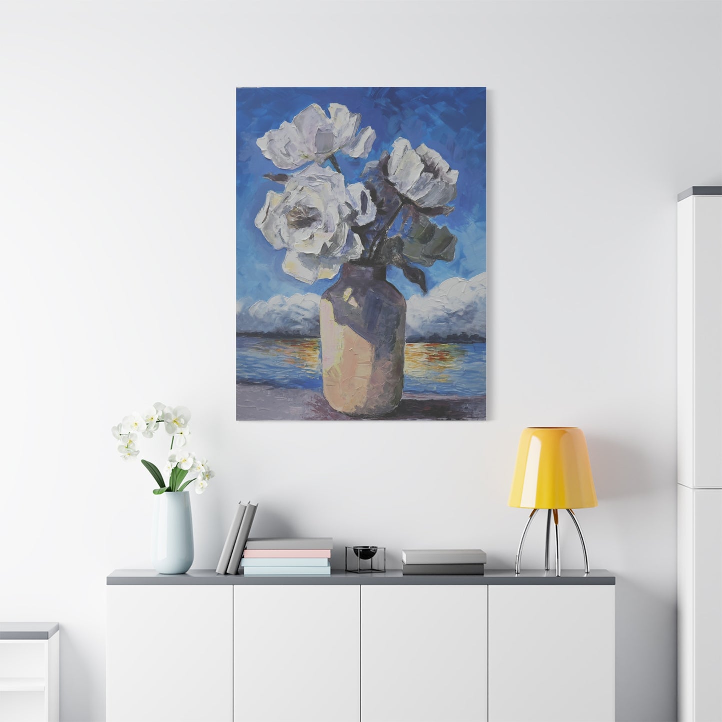 Fine Art Print of "White Flowers" Wall Art Rustic Farmhouse Painting