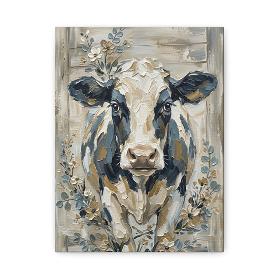 Fine Art Print "Rustic Grace" Original Floral Cow Oil Painting on Canvas (60x80cm)