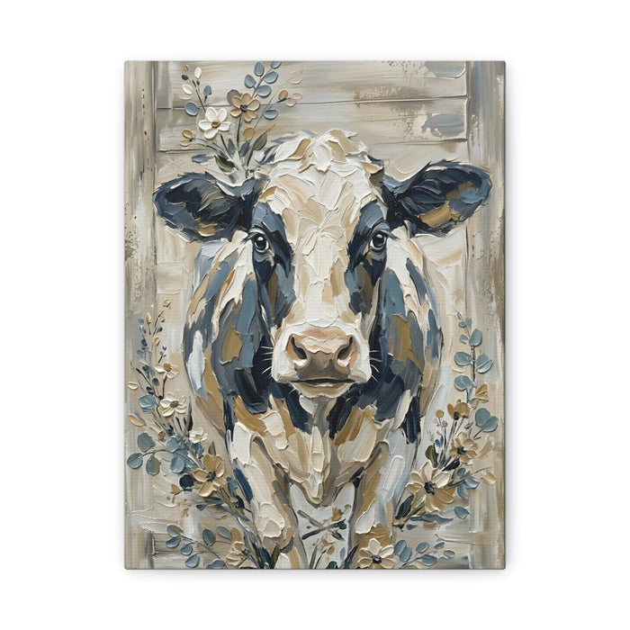 Fine Art Print "Rustic Grace" Original Floral Cow Oil Painting on Canvas (60x80cm)