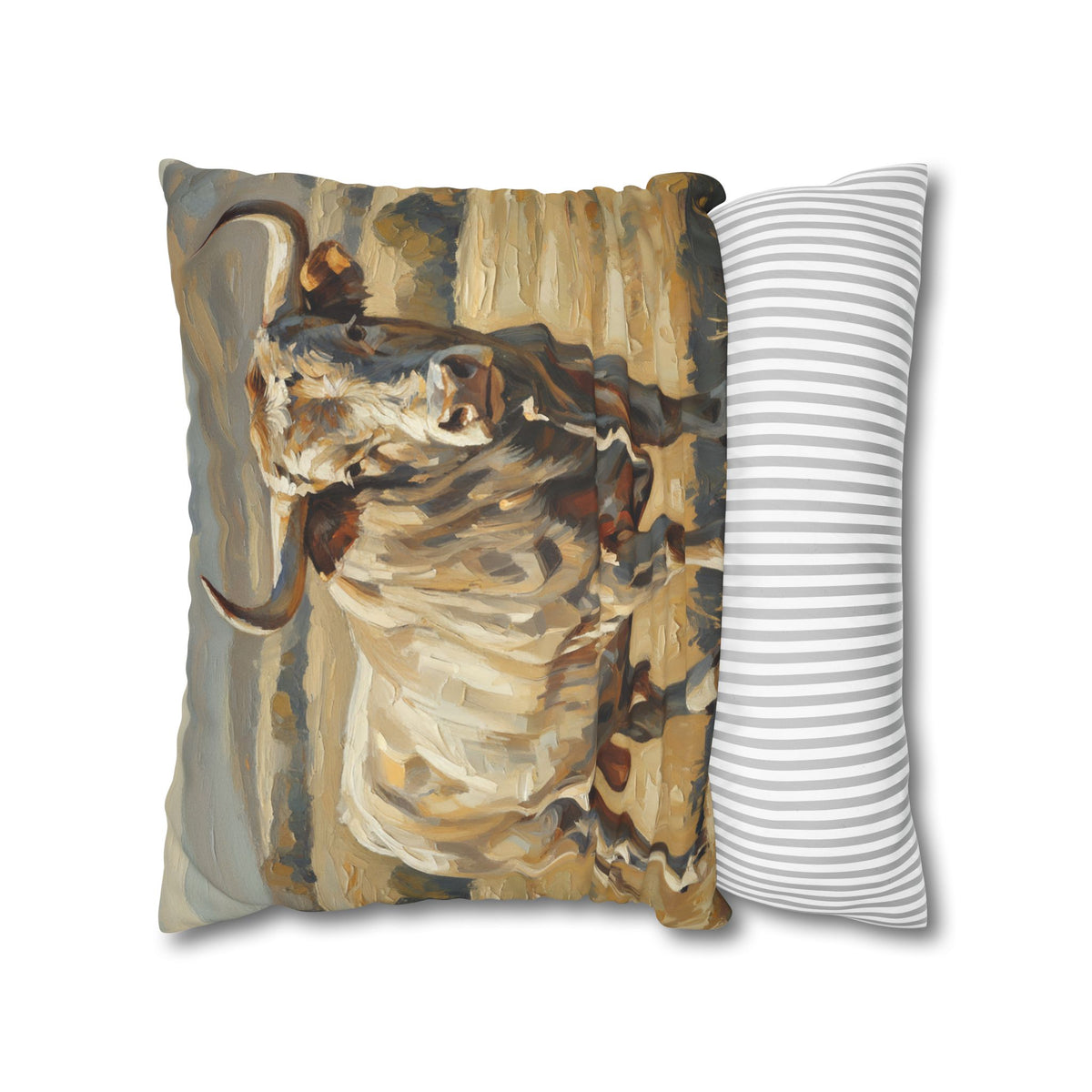 The Bull Pillowcase — Neutral Rustic Coastal Decorative Throw Pillow Cover