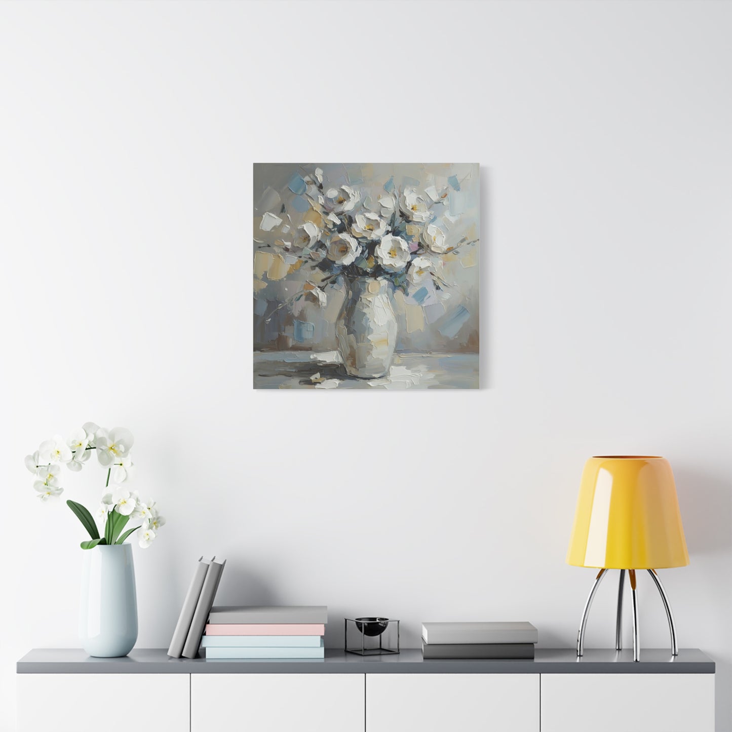 Fine Art Print of "White Floral Bouquet" Wall Art Rustic Farmhouse Painting