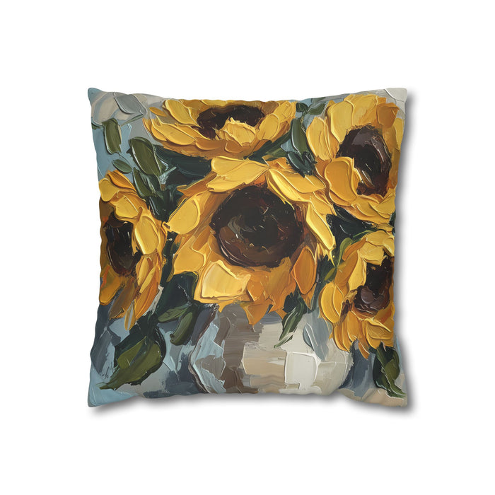 Sunflowers - Rustic Coastal Decorative Throw Pillow Cover
