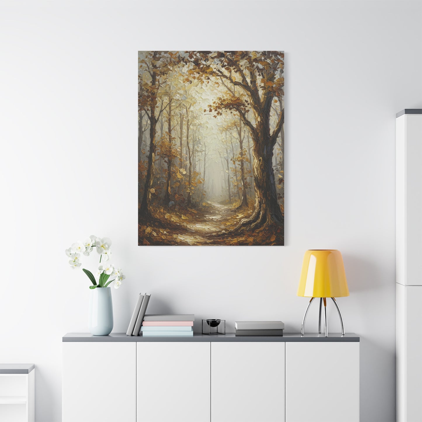 Fine Art Print of "Autumn Forest Path" Wall Art Rustic Farmhouse Painting
