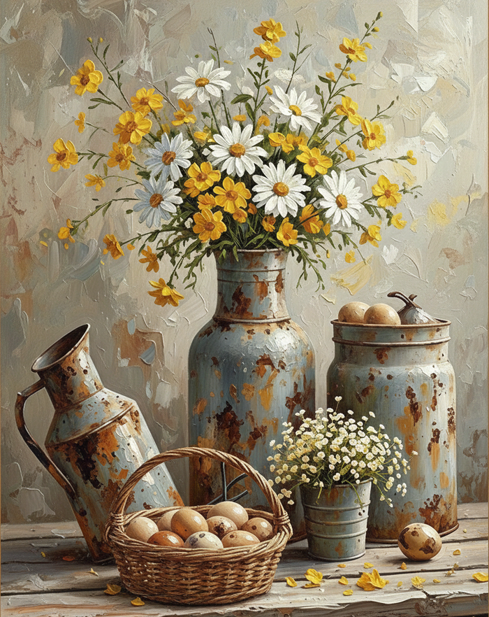 Fine Art Print of "Rustic Harvest Still Life" Wall Art Rustic Farmhouse Painting