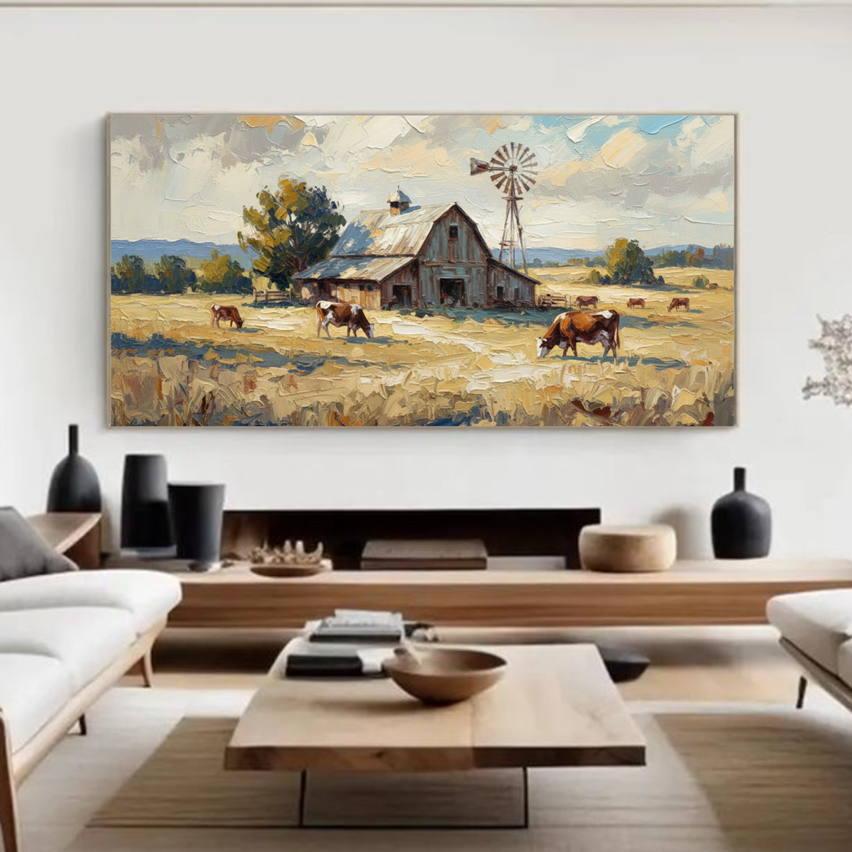 Original Acrylic Painting "Pastoral Homestead" 19x39"