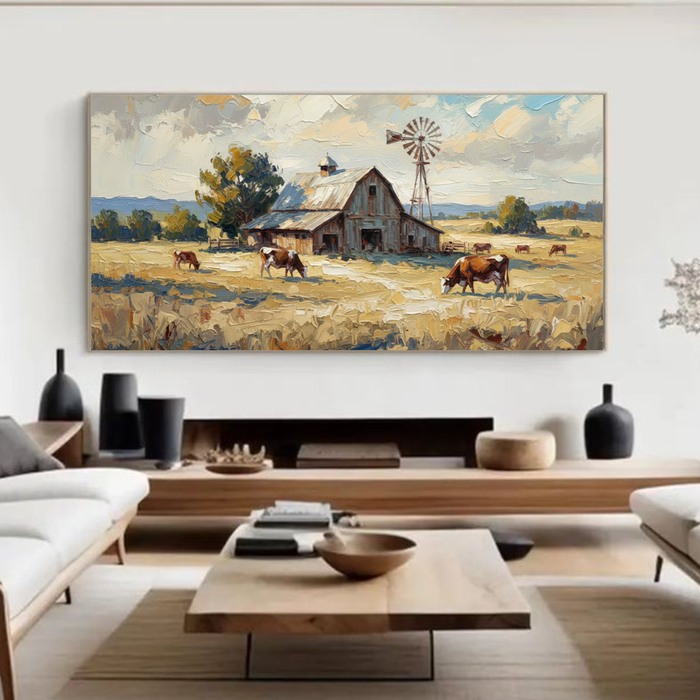 Original Acrylic Painting "Pastoral Homestead" 19x39"