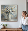 Original Acrylic Painting "White Floral Bouquet" 33x33"