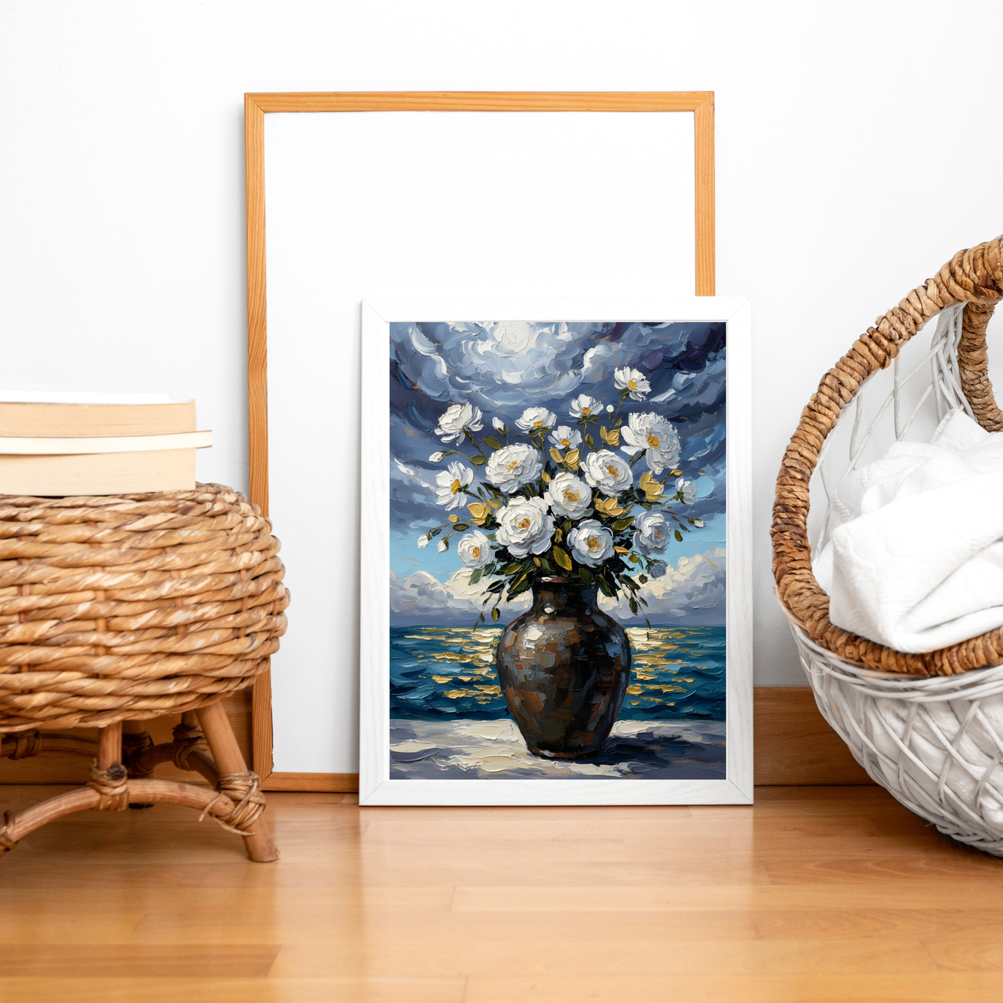 Original Acrilic on Canvas "Midnight Bloom by the Shore" 80x120cm