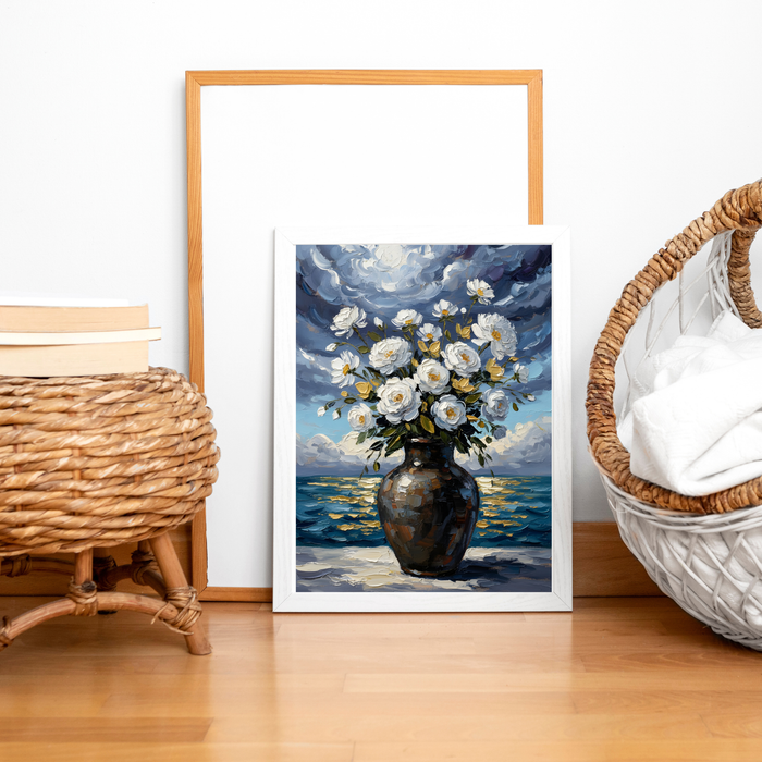 Original Acrylic on Canvas "Midnight Bloom by the Shore" 80x120cm
