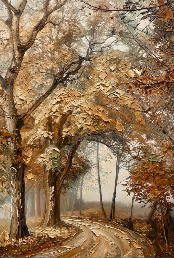 Original Acrylic on Canvas "Misty Woodland Trail" 60x80cm