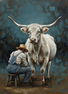 Original Textured Acrylic on Canvas"The Morning Milking" 60x80cm