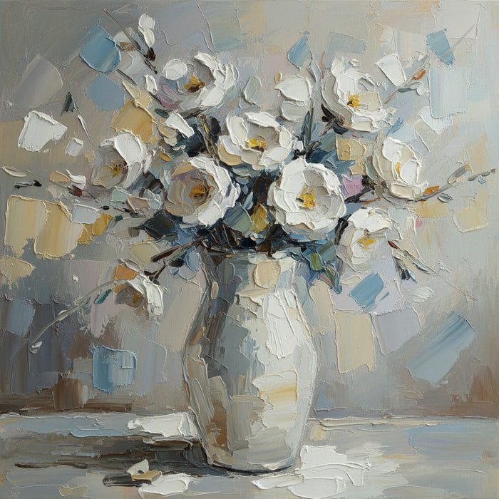 Original Acrylic Painting "White Floral Bouquet" 33x33"