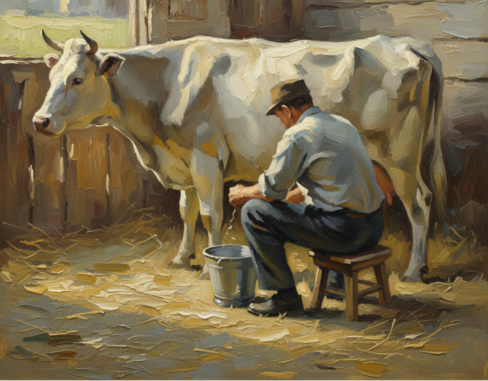 Original Acrylic on Canvas "The Milker" 60x80cm