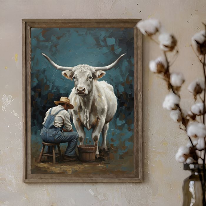 Original Textured Acrylic on Canvas"The Morning Milking" 60x80cm