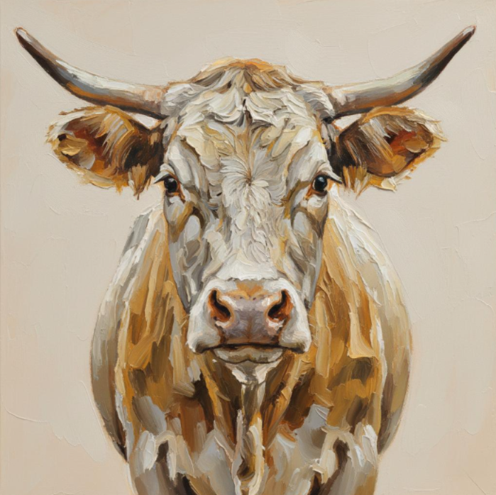 Fine Art Print of "Orange Cow" Wall Art Rustic Farmhouse Painting