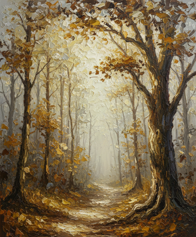 Original Acrylic on Canvas "Autumn Forest Path" 60x80cm