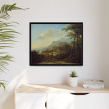 Italian Landscape with Travelers - Black Frame in Room