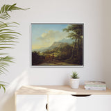Italian Landscape with Travelers - White Frame in Room