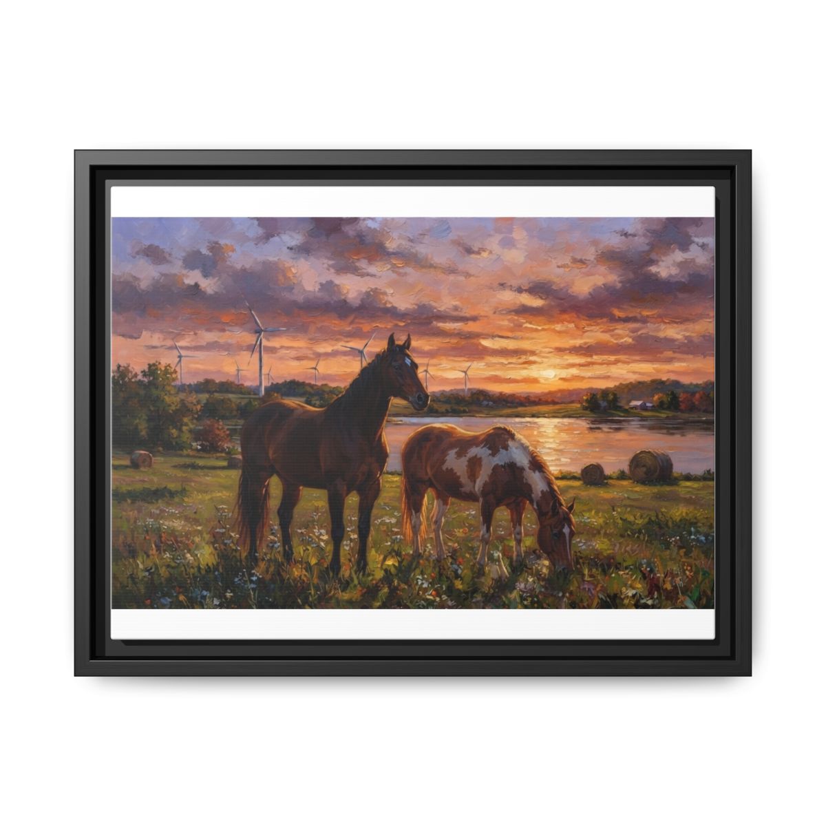 Pasture at Dusk framed black