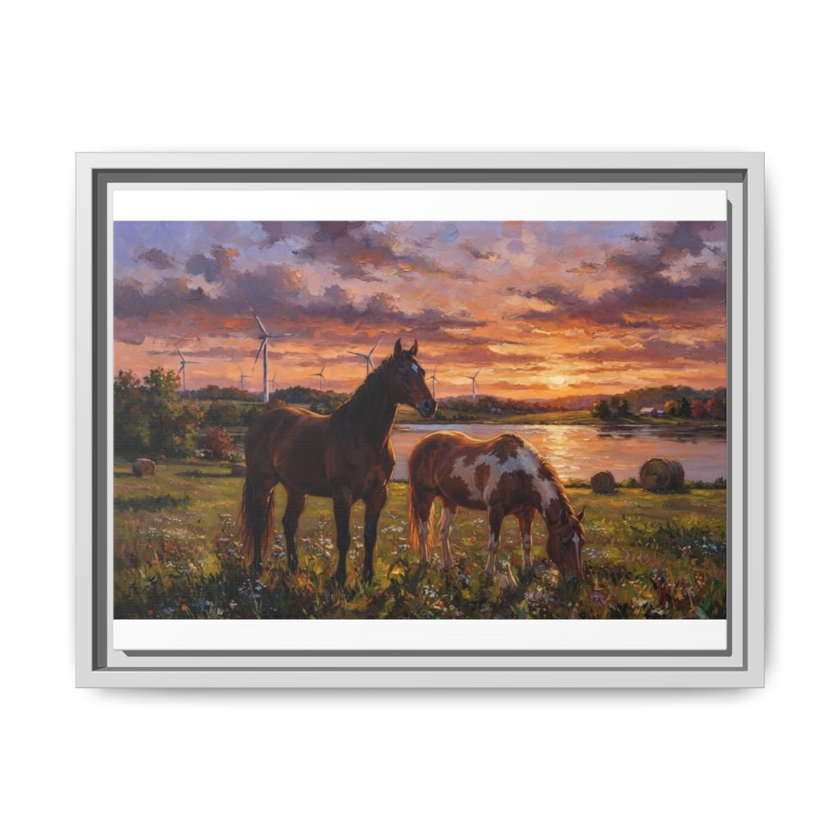 Pasture at Dusk framed white