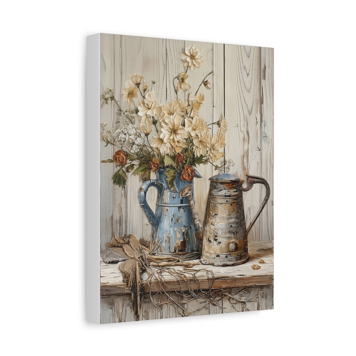 Fine Art Print "Rustic Pastoral Blooms" Original Floral Cow Oil Painting on Canvas